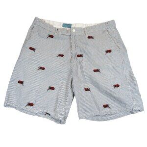 Castaway‎ Nantucket Mens Shorts 38 x 8 Blue White Seersucker Striped Allover
